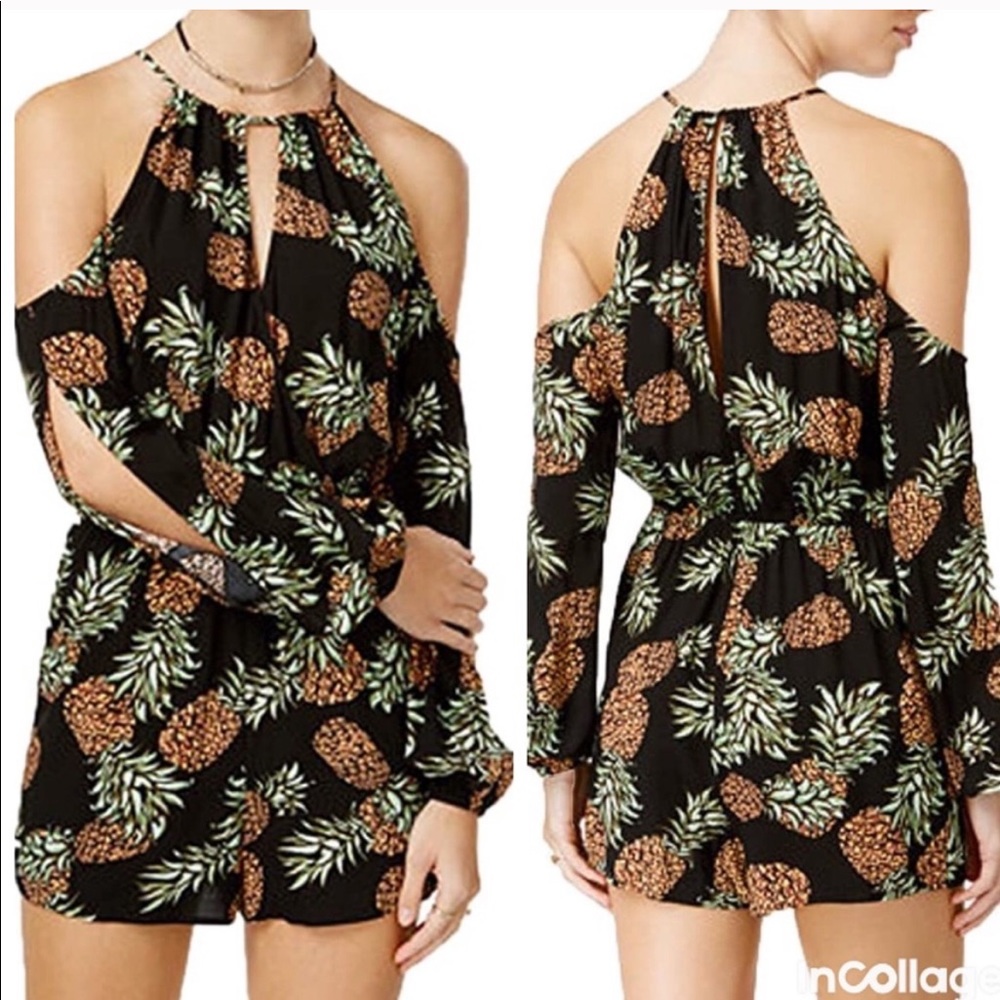 Pineapple cold shoulder  Romper